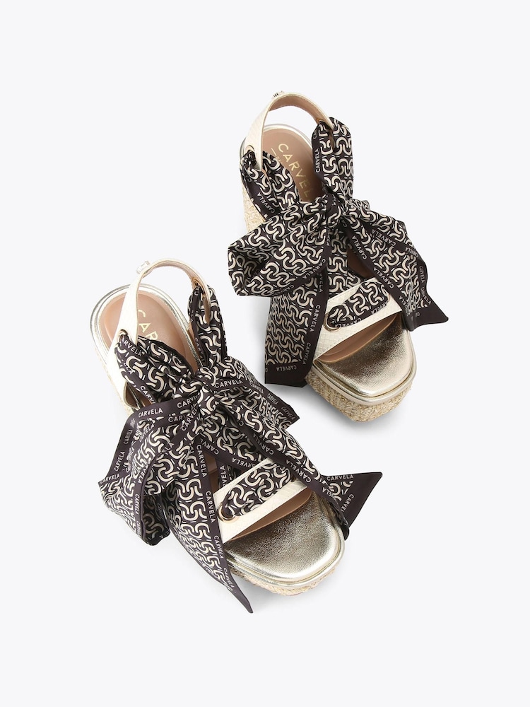 Carvela Cream Sorrento Scarf Wedge Sandals - Image 2 of 4
