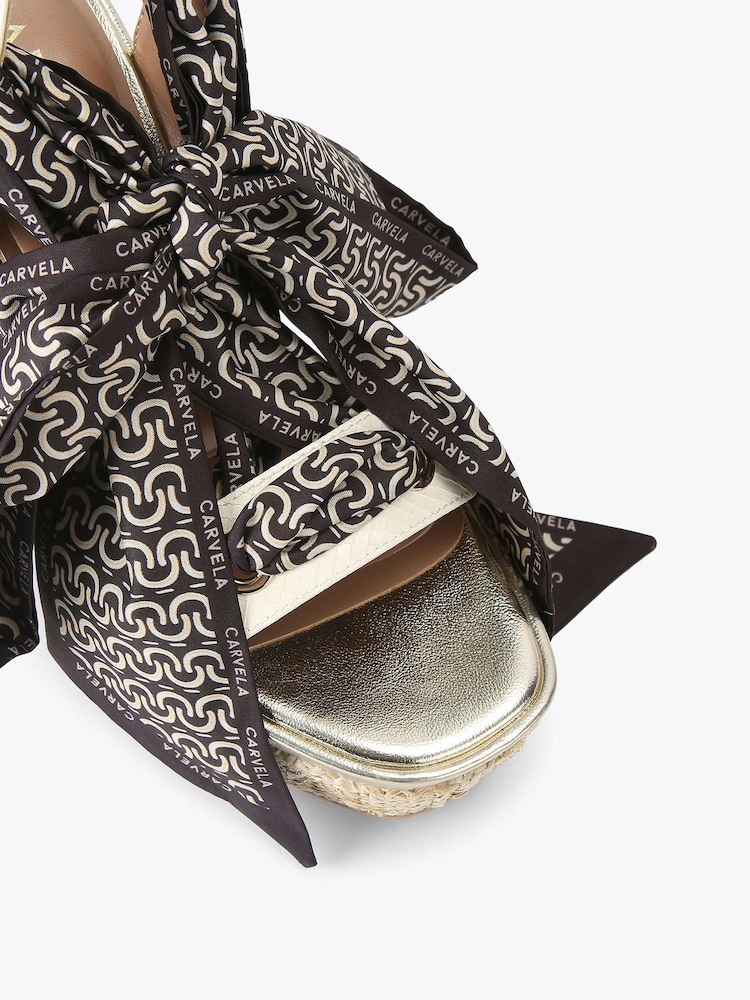 Carvela Cream Sorrento Scarf Wedge Sandals - Image 4 of 4