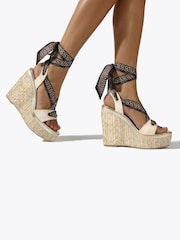 Cream - Carvela Sorrento Scarf Wedge Sandals - Imaginea 5 din 5