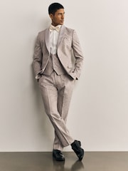 Neutral Slim Fit Jacquard Tuxedo Suit Waistcoat - Image 2 of 9