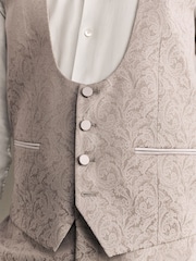 Neutral Slim Fit Jacquard Tuxedo Suit Waistcoat - Image 4 of 9