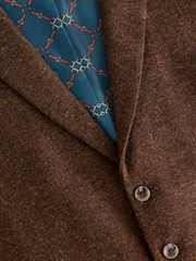 بني مائل للأحمر - Slim Fit Nova Fides Italian Wool Blend Trimmed Herringbone Suit Waistcoat - صورة 9 من 9