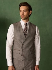 Brun - Regular Fit Trimmed Puppytooth Texture Suit Waistcoat - Billede 1 af 5