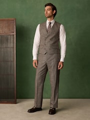 Brun - Regular Fit Trimmed Puppytooth Texture Suit Waistcoat - Billede 2 af 5