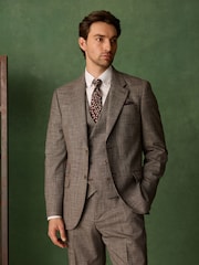 Brun - Regular Fit Trimmed Puppytooth Texture Suit Waistcoat - Billede 4 af 5