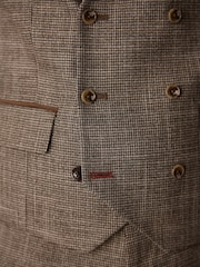 Brun - Regular Fit Trimmed Puppytooth Texture Suit Waistcoat - Billede 5 af 5