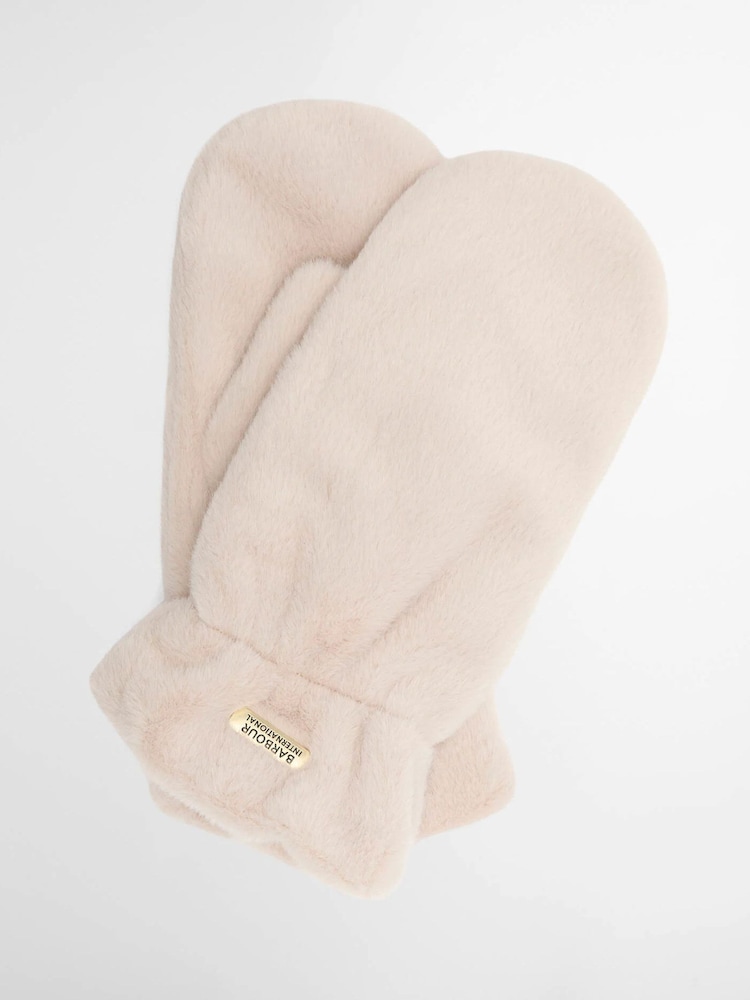 Barbour® International Pink Cyrus Faux Fur Mitts Gloves - Image 1 of 2
