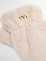 Barbour® International Pink Cyrus Faux Fur Mitts Gloves - Image 2 of 2