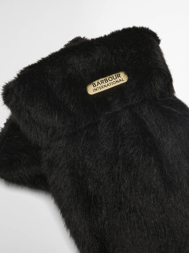 Barbour® International Black Cyrus Faux Fur Mitts Gloves - Image 2 of 2