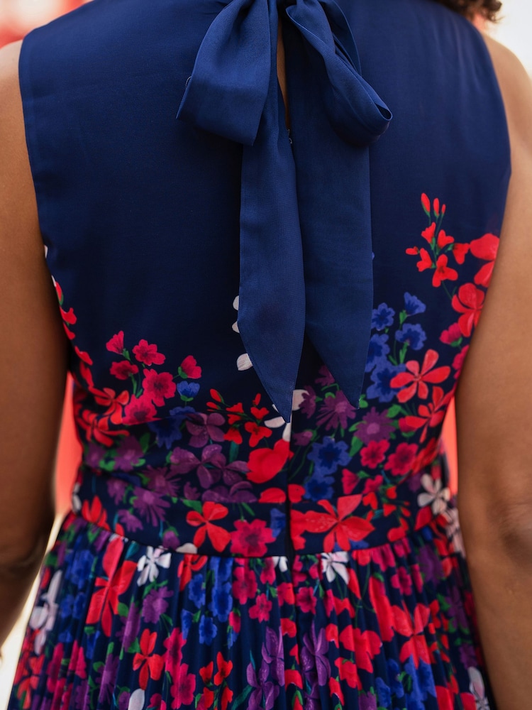 Buy Yumi Blue Border Floral Print Midi Dress With Pleats from Next USA
