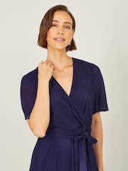 Μπλε - Φόρεμα Yumi Mesh με μίντι κρουαζέ σχέδιο και φλοράλ τελείωμα - Εικόνα 4 από 5