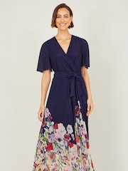 Μπλε - Φόρεμα Yumi Mesh με μίντι κρουαζέ σχέδιο και φλοράλ τελείωμα - Εικόνα 5 από 5