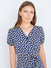 Yumi Blue Floral Midi Shirt Dress - Image 2 of 5
