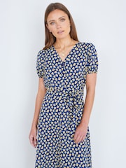 Yumi Blue Floral Midi Shirt Dress - Image 5 of 5
