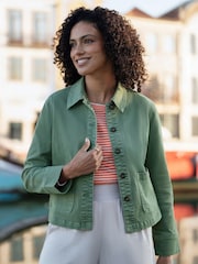 Yumi Green Canvas Jacket With Patch Pockets - Image 3 of 4