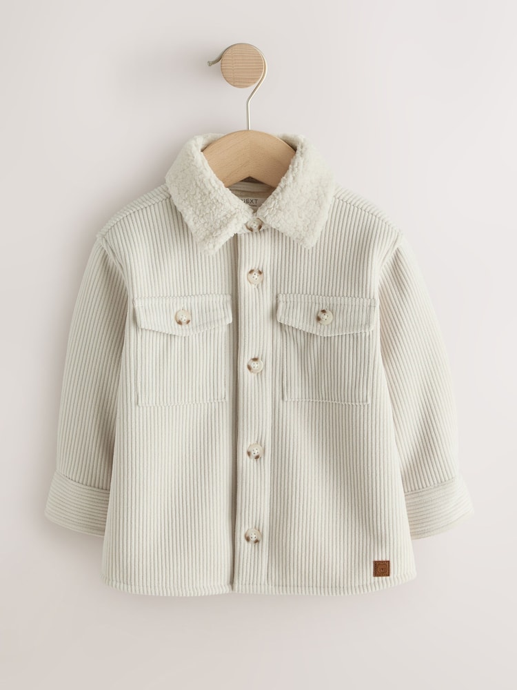 Ecru White Borg Lined Cord Shacket (3mths-7yrs) - Image 1 of 6 Ecru White Borg Lined Cord Shacket (3mths-7yrs) - Image 1 of 6