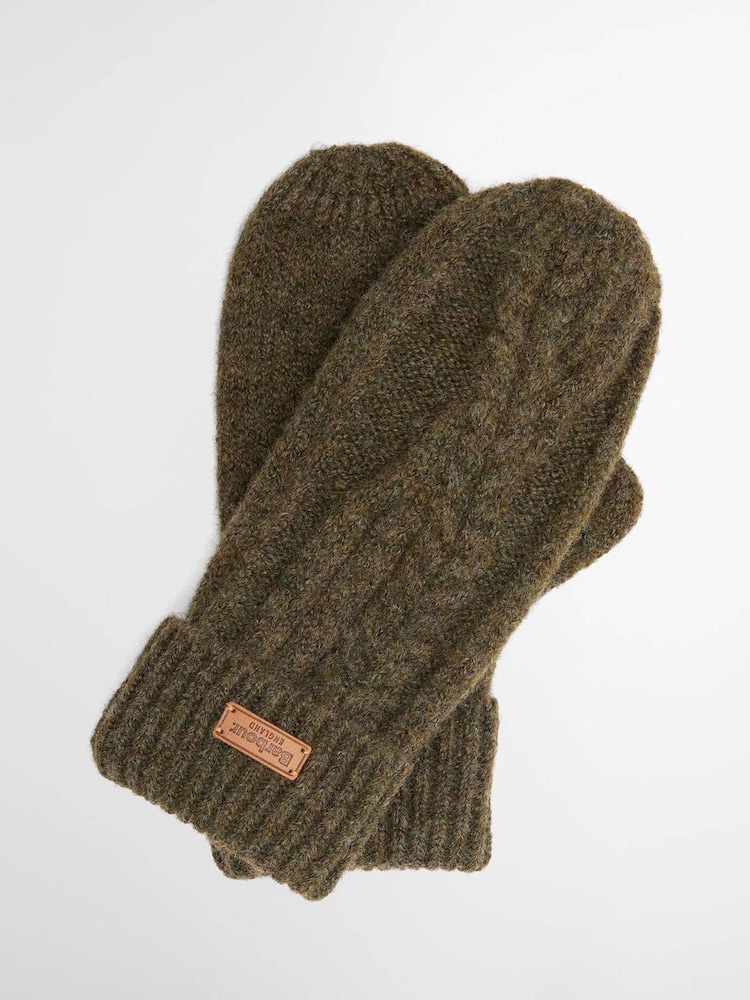 Barbour® Green Elsdon Knitted Mittens - Image 1 of 2 Barbour® Green Elsdon Knitted Mittens - Image 1 of 2
