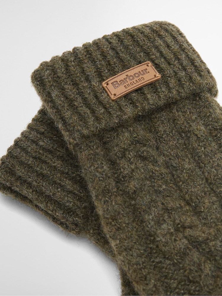 Barbour® Green Elsdon Knitted Mittens - Image 2 of 2 Barbour® Green Elsdon Knitted Mittens - Image 2 of 2