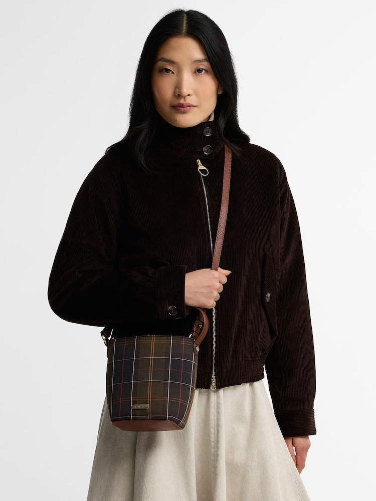 Barbour® Brown Cedar Mini Tartan Bucket Bag - Image 2 of 7 Barbour® Brown Cedar Mini Tartan Bucket Bag - Image 2 of 7