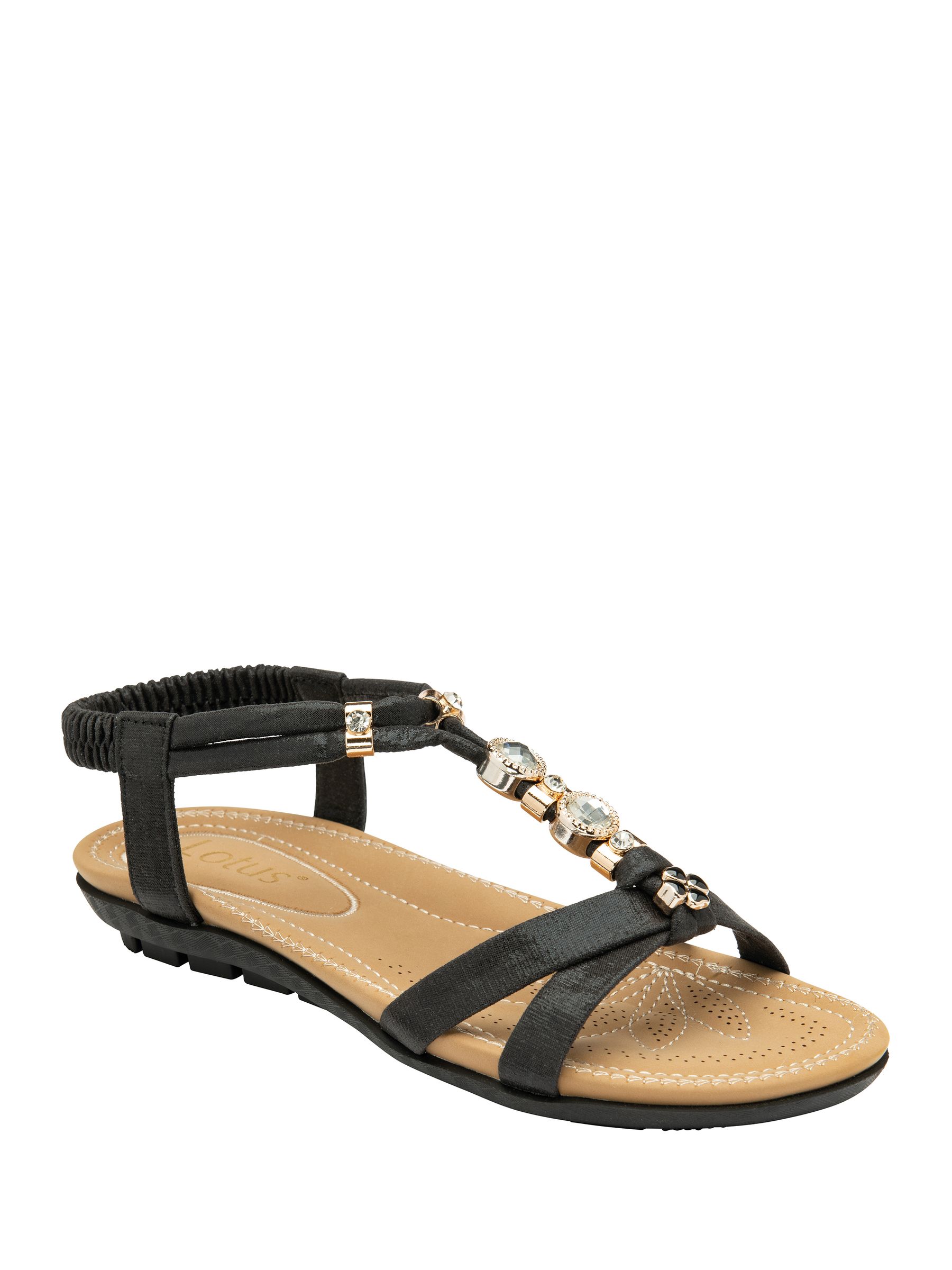 Lotus Women's Black Casual Sandals