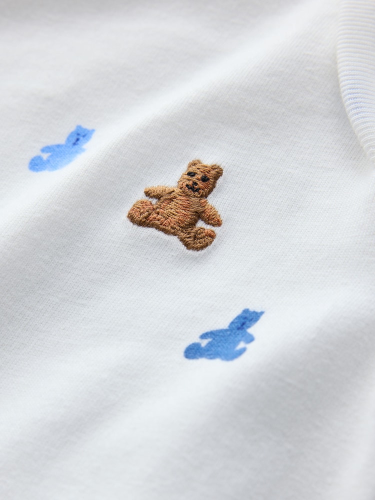 Gap Blue and White 5 Pack Brannan Bear Long Sleeve Baby Bodysuit (0-24mths) - Image 11 of 11