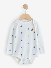 Gap Blue and White 5 Pack Brannan Bear Long Sleeve Baby Bodysuit (0-24mths) - Image 5 of 11