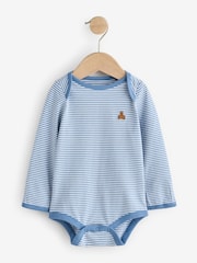 Gap Blue and White 5 Pack Brannan Bear Long Sleeve Baby Bodysuit (0-24mths) - Image 7 of 11
