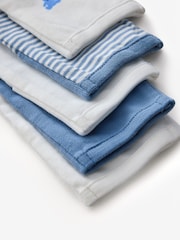 Gap Blue and White 5 Pack Brannan Bear Long Sleeve Baby Bodysuit (0-24mths) - Image 9 of 11