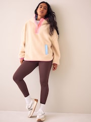 Little Bird by Jools Oliver Cream & Rainbow Floral Borg 1/4 Zip Fleece - Image 2 of 6