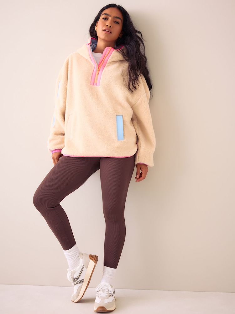 Little Bird by Jools Oliver Cream & Rainbow Floral Borg 1/4 Zip Fleece - Image 2 of 6