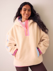 Little Bird by Jools Oliver Cream & Rainbow Floral Borg 1/4 Zip Fleece - Image 3 of 6