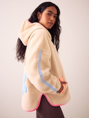 Little Bird by Jools Oliver Cream & Rainbow Floral Borg 1/4 Zip Fleece - Image 4 of 6
