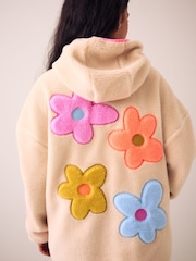 Little Bird by Jools Oliver Cream & Rainbow Floral Borg 1/4 Zip Fleece - Image 5 of 6