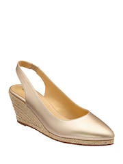 Lotus Gold Sling Back Wedge Espadrille Shoes - Image 1 of 4