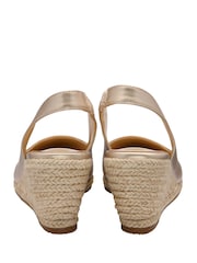 Lotus Gold Sling Back Wedge Espadrille Shoes - Image 3 of 4