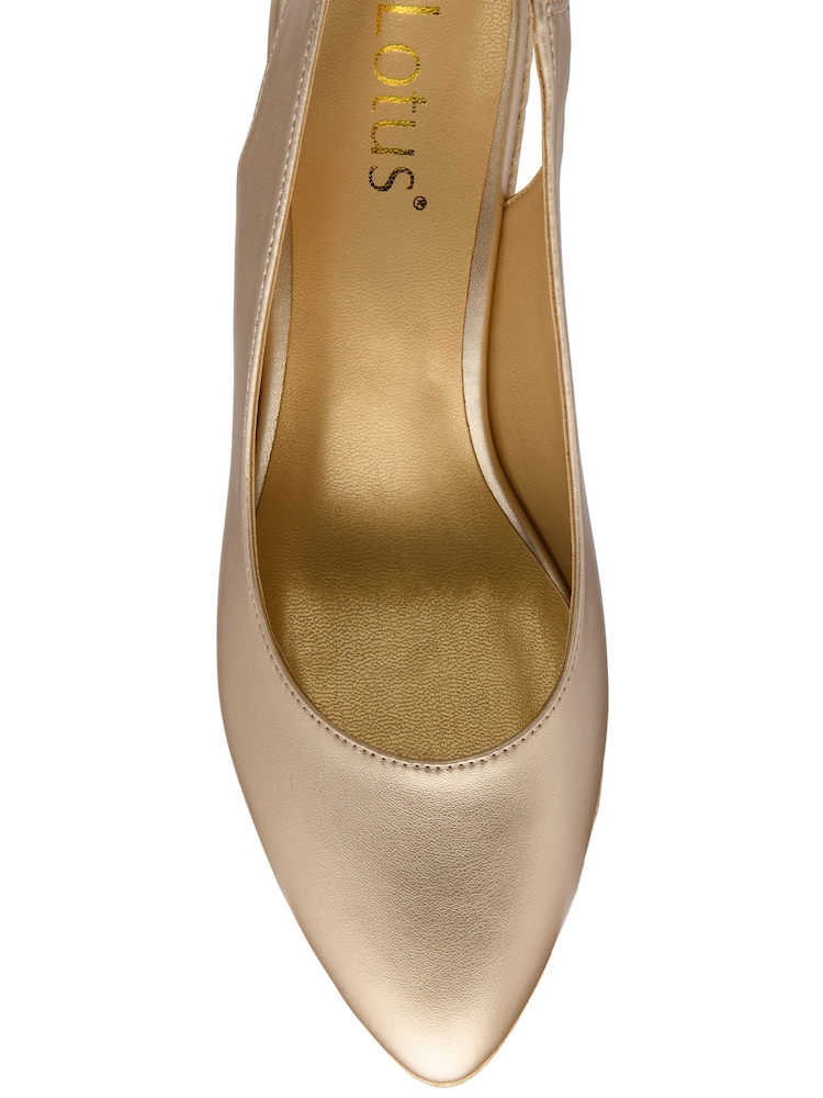 Lotus Gold Sling Back Wedge Espadrille Shoes - Image 4 of 4