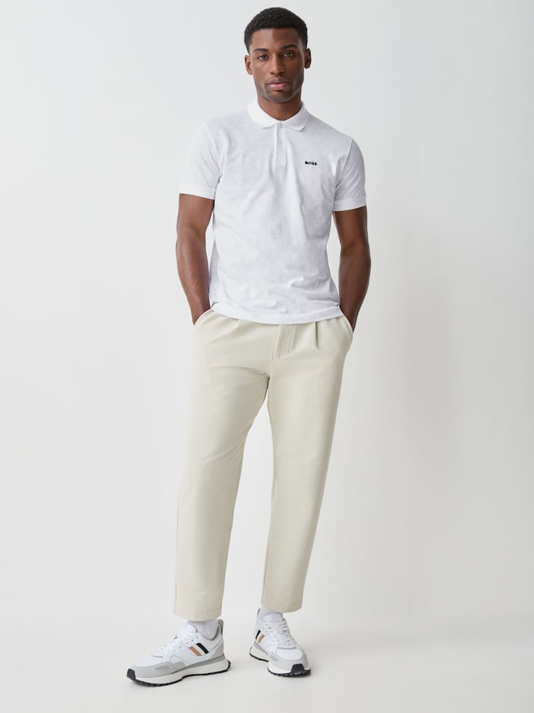 BOSS White Logo Printed Tech Polo Shirt - Image 2 of 5 BOSS White Logo Printed Tech Polo Shirt - Image 2 of 5
