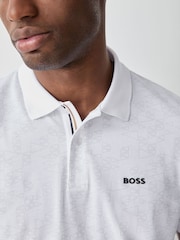 BOSS White Logo Printed Tech Polo Shirt - Image 4 of 5