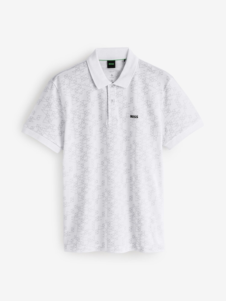 BOSS White Logo Printed Tech Polo Shirt - Image 5 of 5 BOSS White Logo Printed Tech Polo Shirt - Image 5 of 5