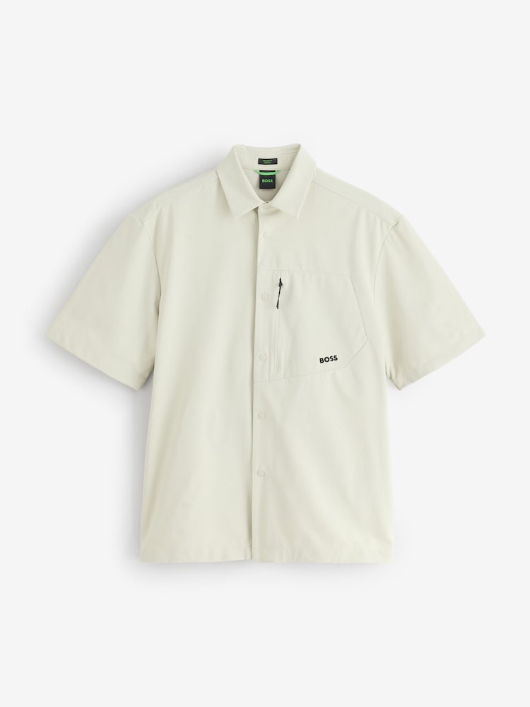 BOSS Natural Relaxed-Fit Zip Detail Shirt - Image 4 of 4 BOSS Natural Relaxed-Fit Zip Detail Shirt - Image 4 of 4
