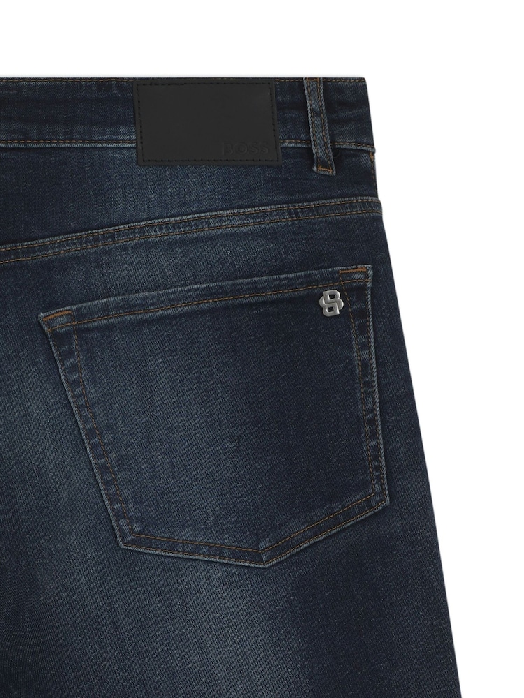Tünd Göy - BOSS Remaine Regular Fit Stretch Denim Jeans - 2şəkildən 2 şəkil