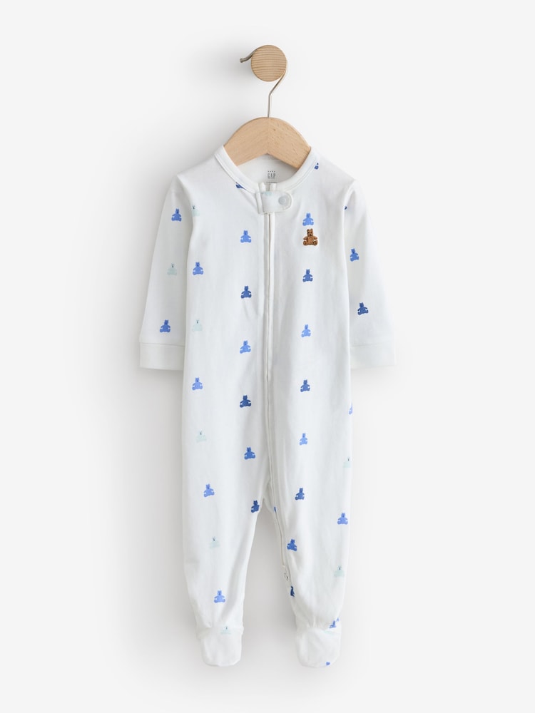 Gap Blue and White 3 Pack Baby Sleepsuit (0-12mths) - Image 2 of 8 Gap Blue and White 3 Pack Baby Sleepsuit (0-12mths) - Image 2 of 8