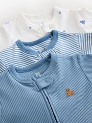 Gap Blue and White 3 Pack Baby Sleepsuit (0-12mths) - Image 6 of 8