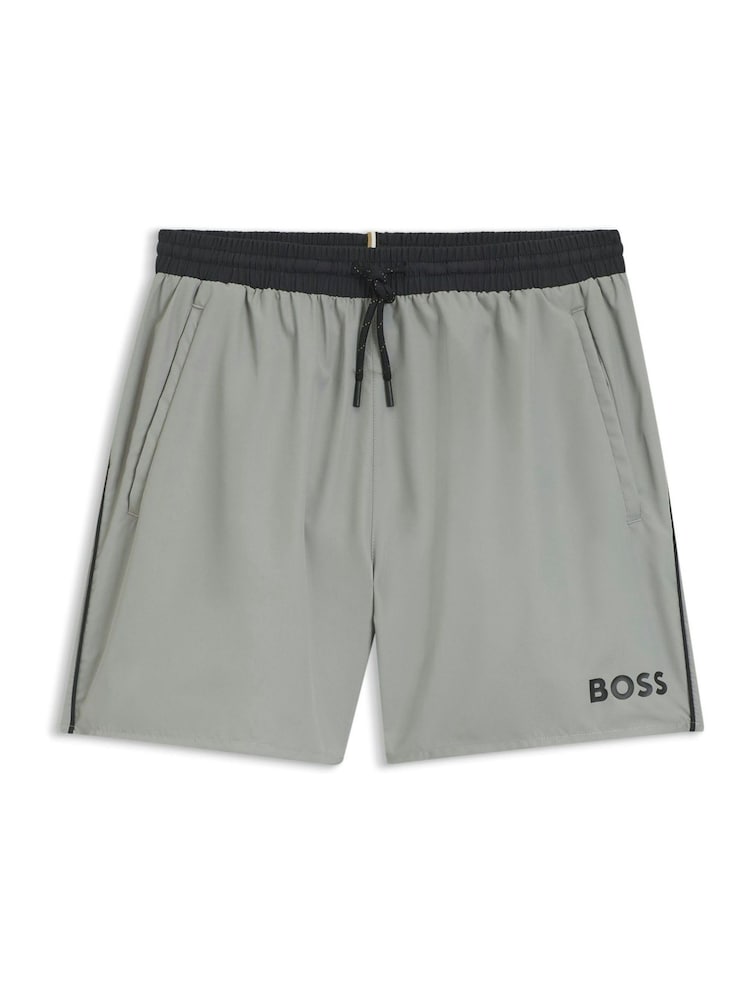 BOSS Grey Marl Starfish Quick Dry Swim Shorts - Image 4 of 4