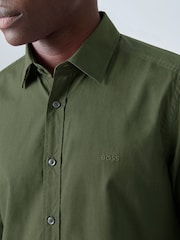 BOSS Olive Green Relegant Regular-Fit Shirt - Image 3 of 5
