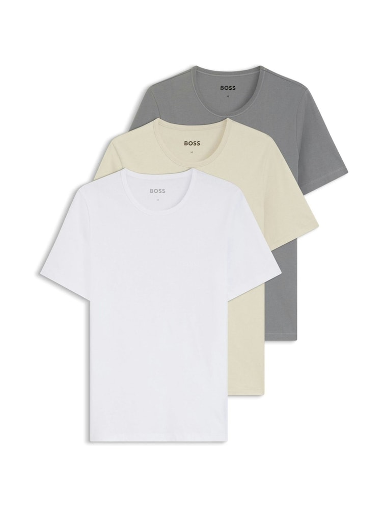 BOSS White Classic Crew Neck T-Shirts 3 Pack - Image 1 of 1 BOSS White Classic Crew Neck T-Shirts 3 Pack - Image 1 of 1