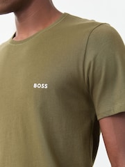 BOSS White/Natural/Green Crew Neck Short Sleeve Classic T-Shirts 3 Pack - Image 4 of 9
