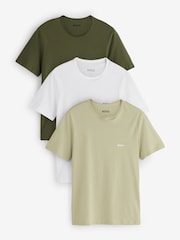 BOSS White/Natural/Green Crew Neck Short Sleeve Classic T-Shirts 3 Pack - Image 5 of 9