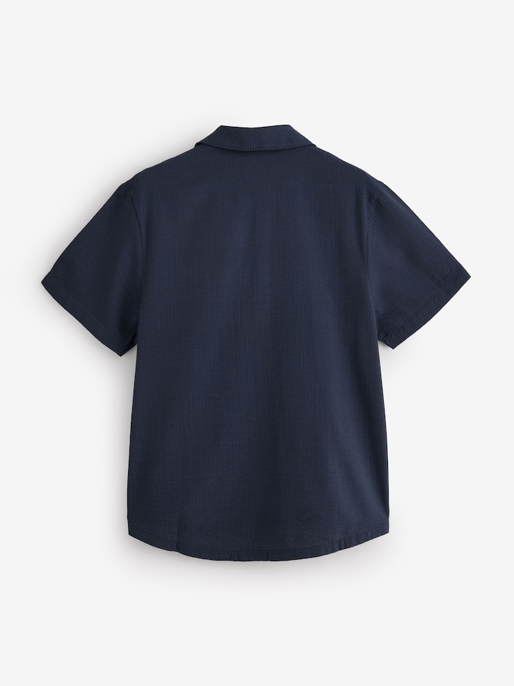 BOSS Navy Seersucker Relaxed-Fit Shirt - Image 5 of 5