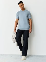 BOSS Grey Momentum Regular-Fit Logo Knitted Polo Shirt - Image 2 of 4